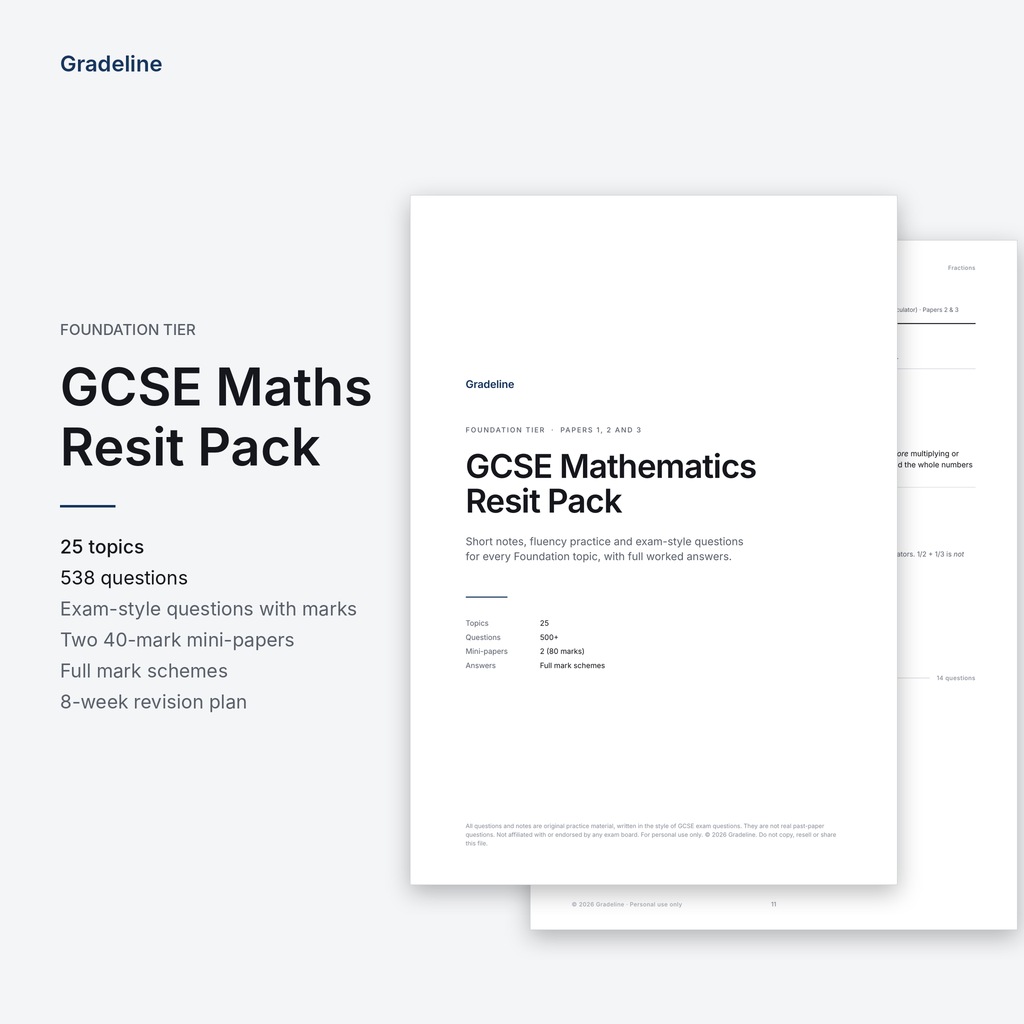 GCSE Maths Resit Pack: Foundation Tier (538 Questions + Mark Schemes, PDF)
