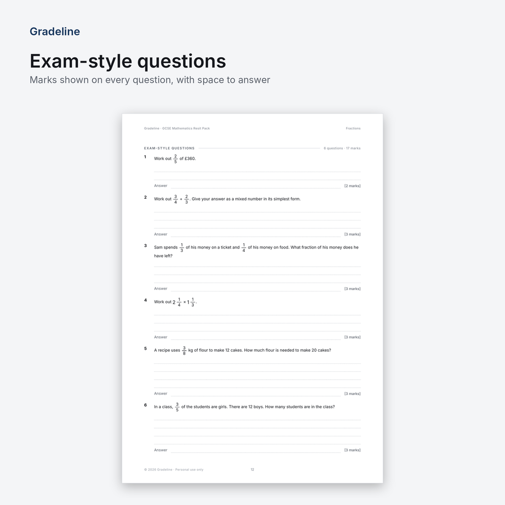 GCSE Maths Resit Pack: Foundation Tier (538 Questions + Mark Schemes, PDF)