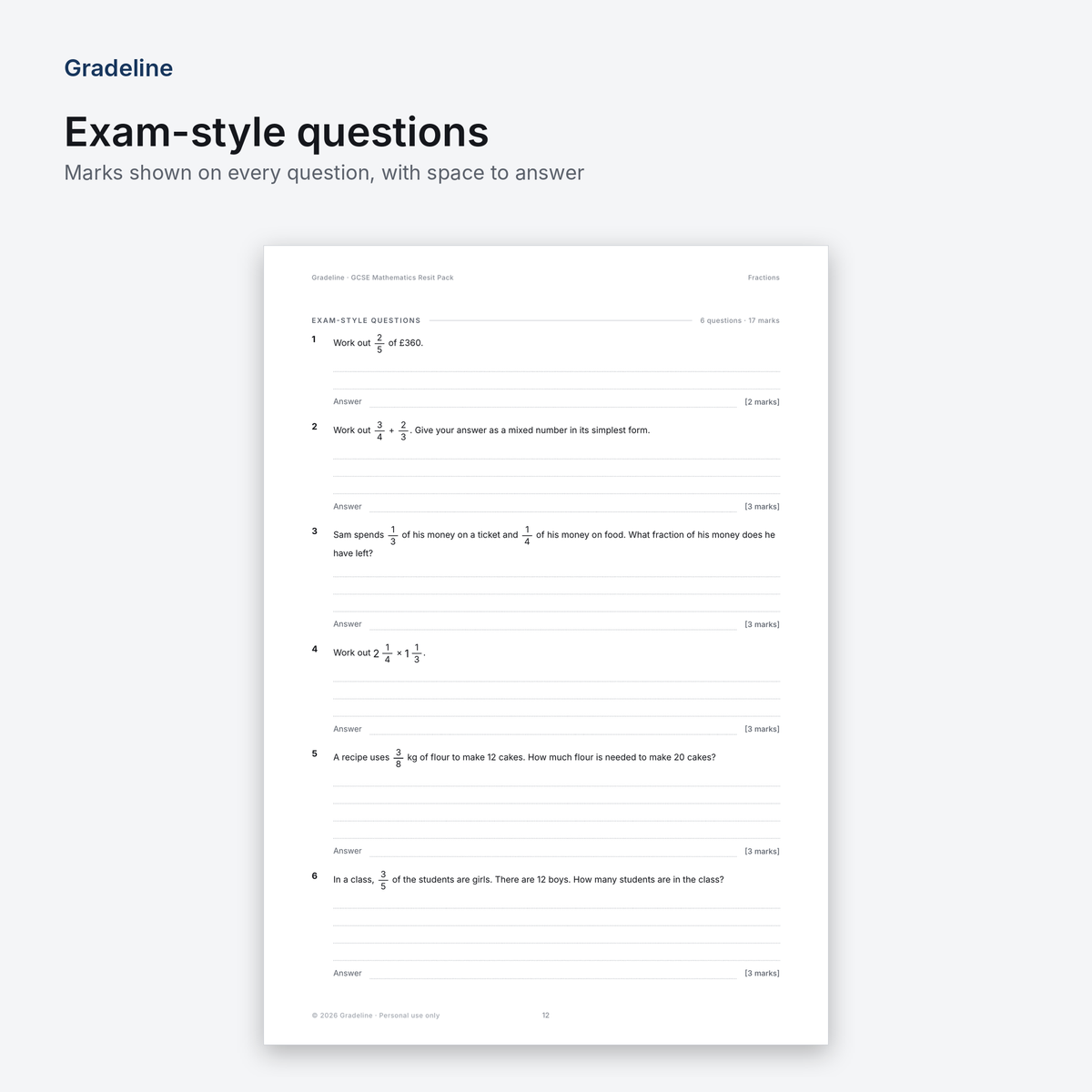 GCSE Maths Resit Pack: Foundation Tier (538 Questions + Mark Schemes, PDF)